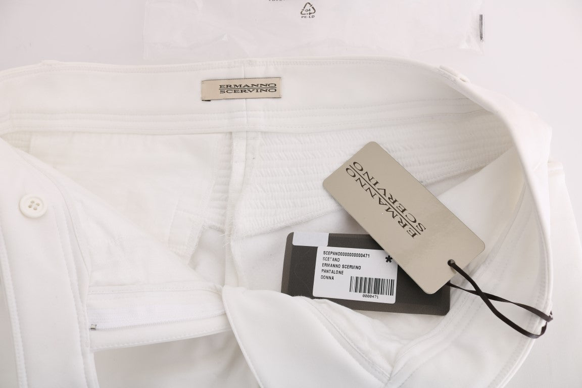 Ermanno Scervino Chic beyaz pamuklu dar kesim pantolon