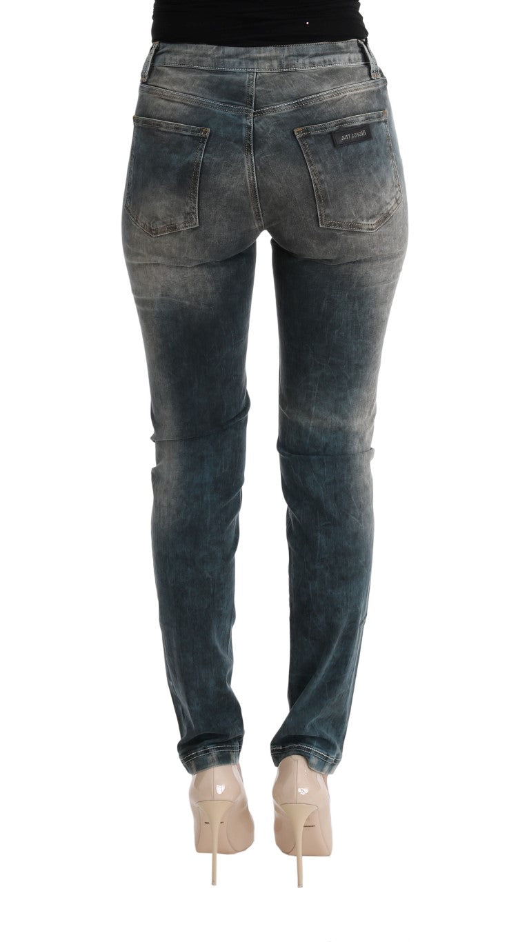 Cavalli Chic Mavi Yıkama Slim Fit Jean