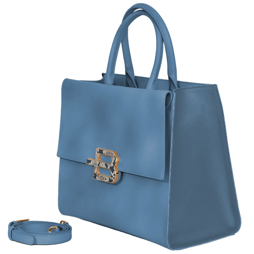 Baldinini Trend Elegante Handtasche aus hellblauem Kalbsleder