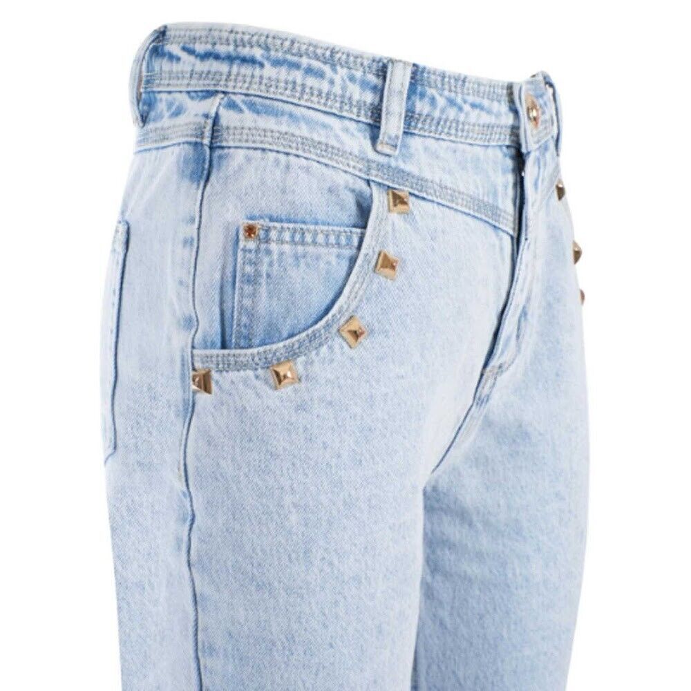 Yes Zee Hellblaue High-Waisted-Jeans aus Baumwolle für Frauen