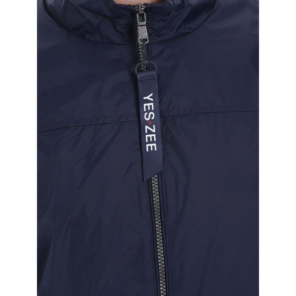 Yes Zee Eleganter blauer Nylon-Windbreaker