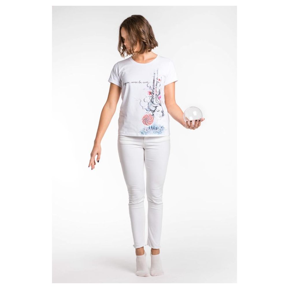 A.Tratti Chic white stretch viscose T-shirt