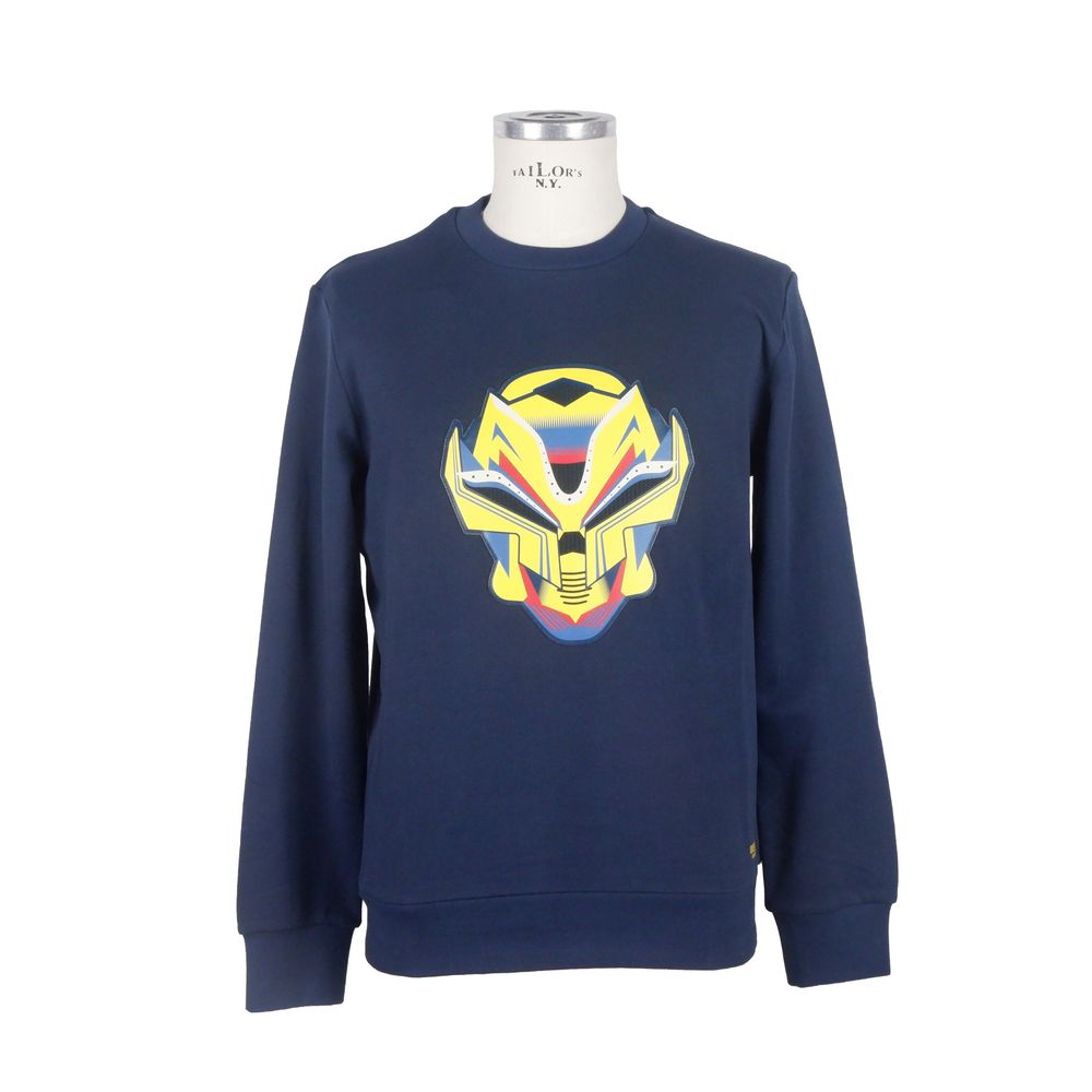 Bikkembergs Kauçuk detaylı, pürüzsüz mavi pamuk karışımlı sweatshirt