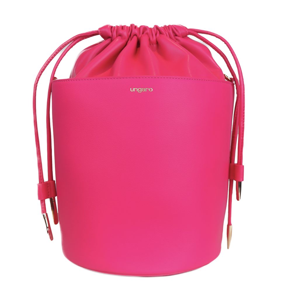 Ungaro fuchsia leather bucket bag with contrasting logo