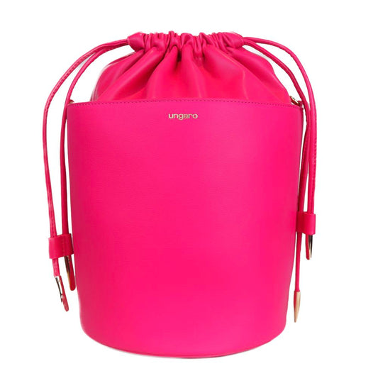 Ungaro fuchsia leather bucket bag with contrasting logo