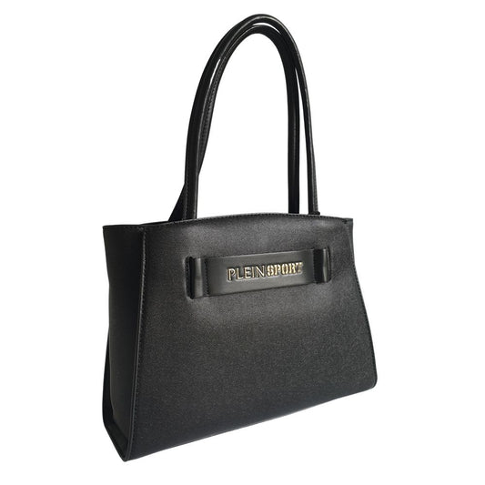 Plein Sport Elegant black tote bag with three compartments