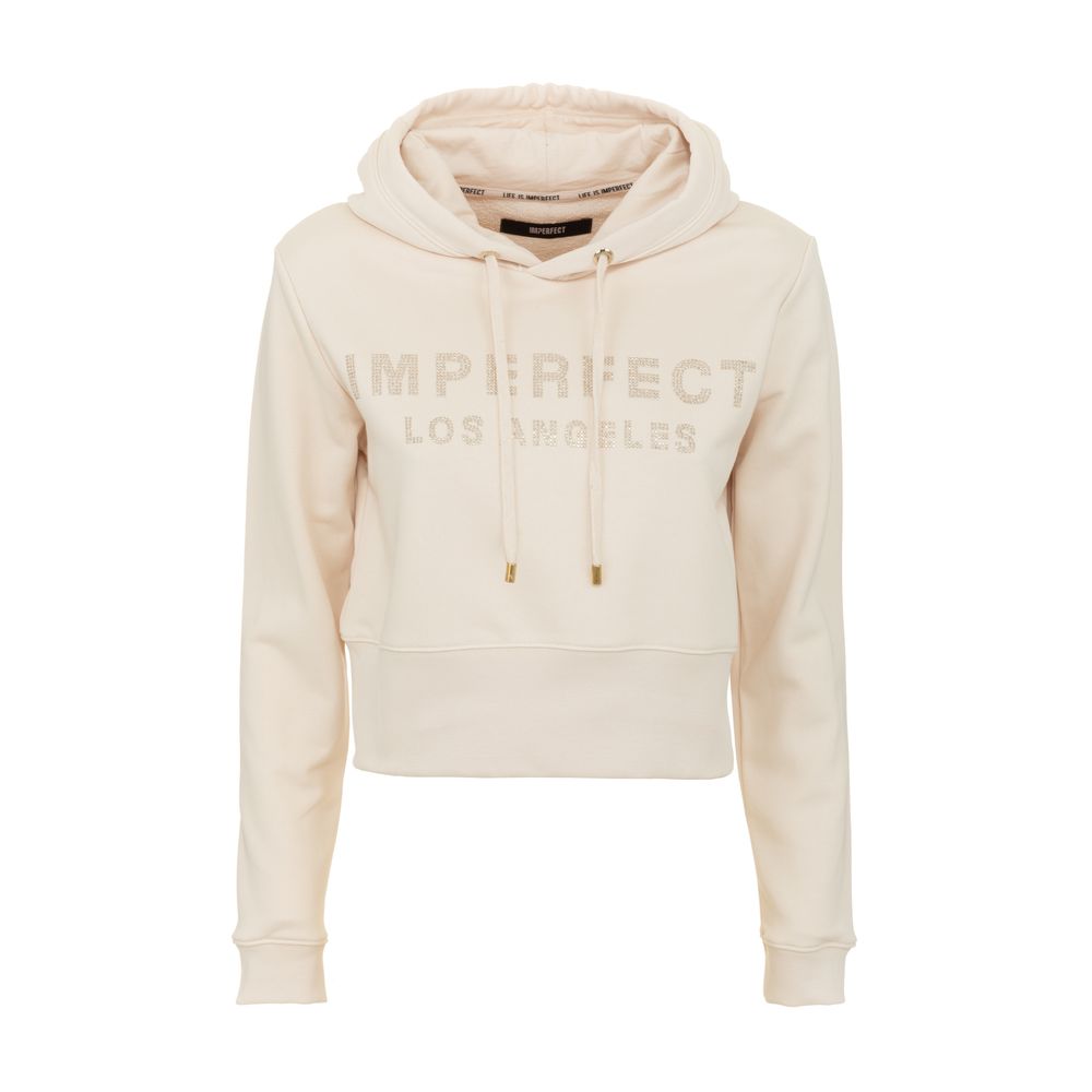 Imperfect Beige Rhinestone Logo Hoodie