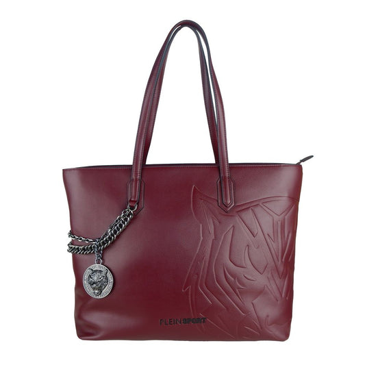 Plein Sport Chic burgundy eco-leather shopper with decorative chain