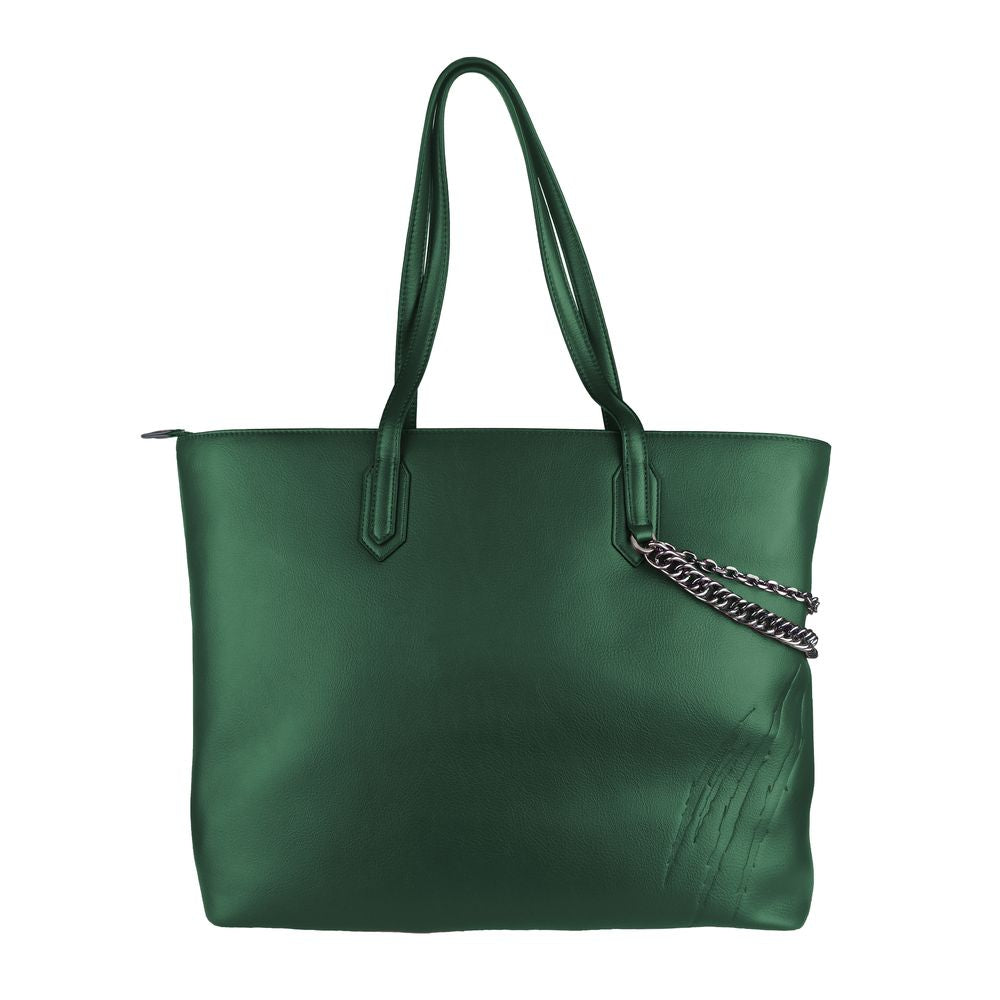 Plein Sport Eco-Leather Chic Dark Green Tote Bag