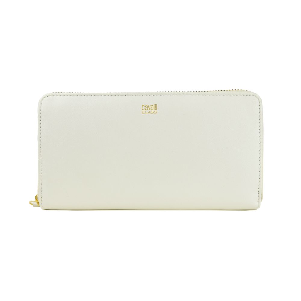 Cavalli Class Elegant wallet made of white calfskin