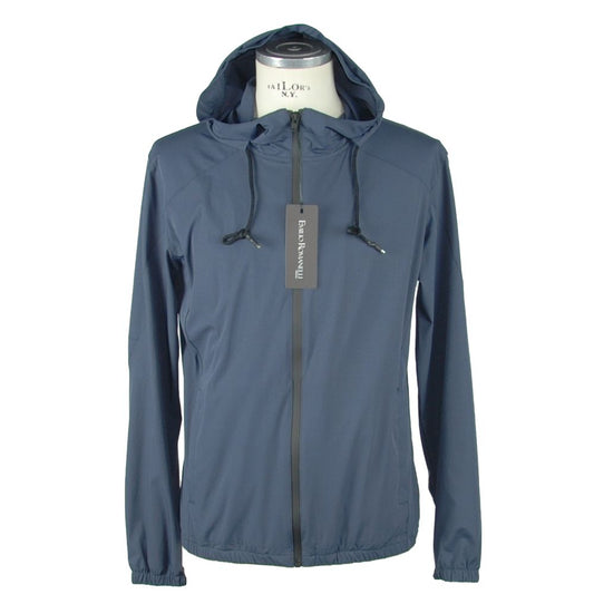 Emilio Romanelli Simple jacket with hood and full zip in Sharp Blue