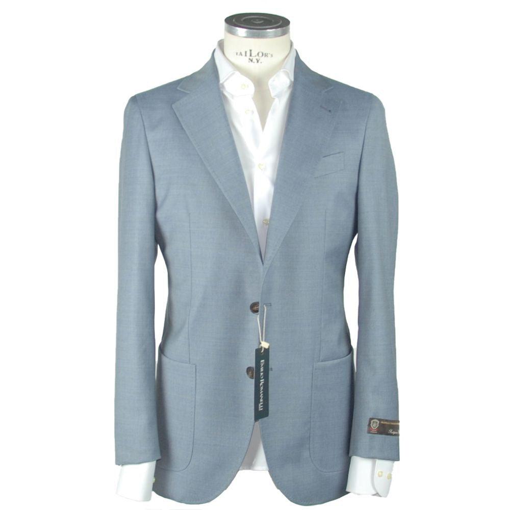 Emilio Romanelli Elegant light blue slim fit wool blazer