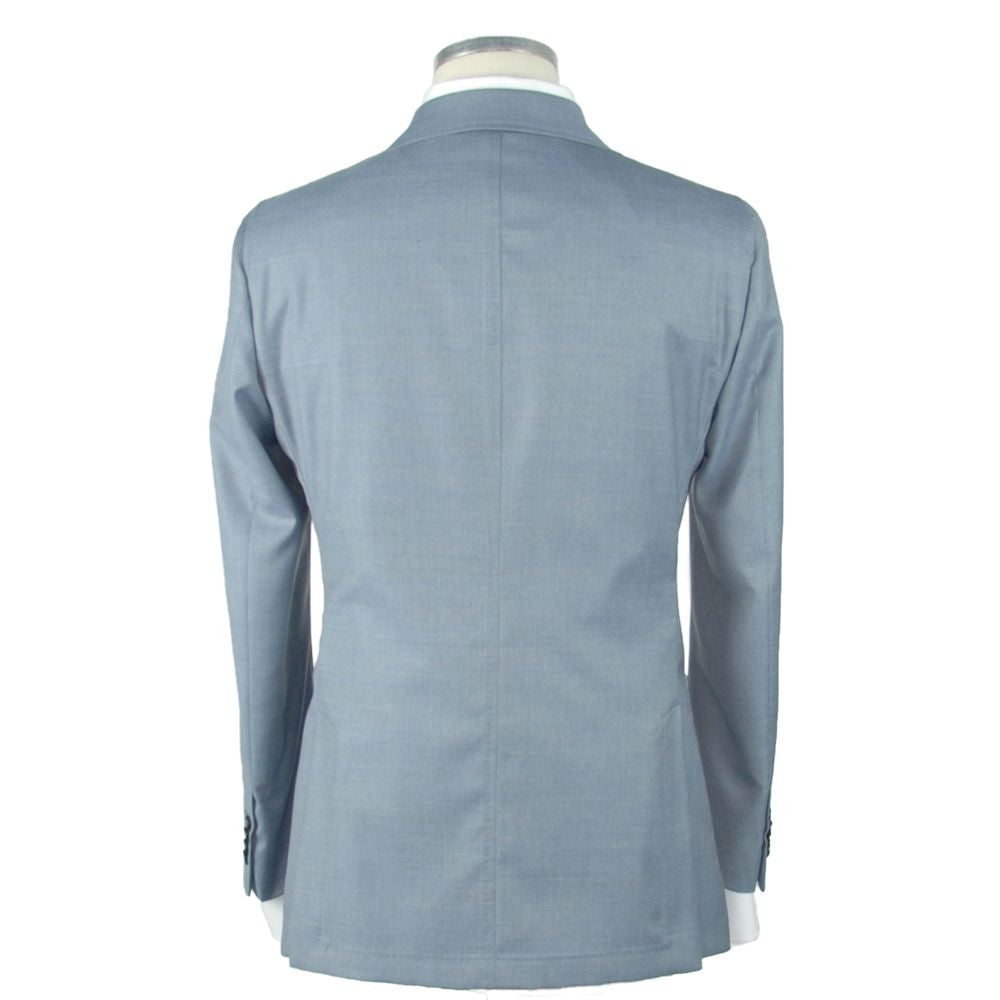 Emilio Romanelli Elegant light blue slim fit wool blazer