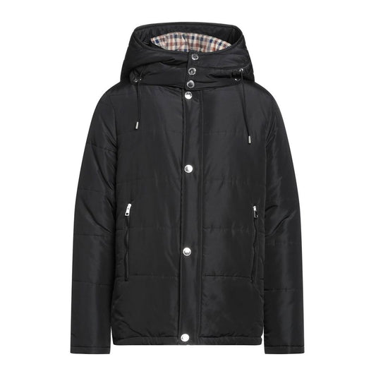 Aquascutum Elegante schwarze Jacke mit abnehmbarer Kapuze