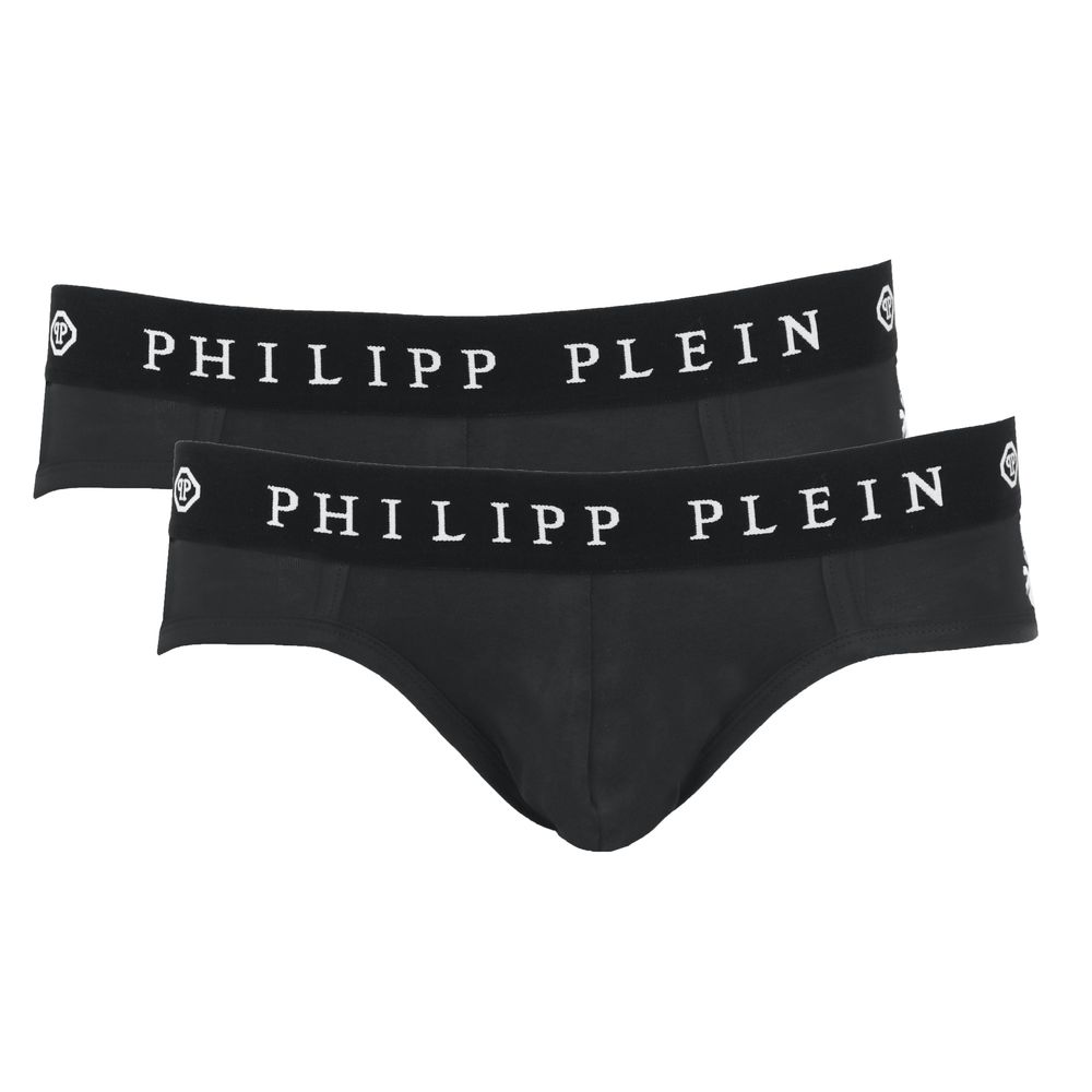 Philipp Plein Elegant black boxer shorts with elastic band in a duo