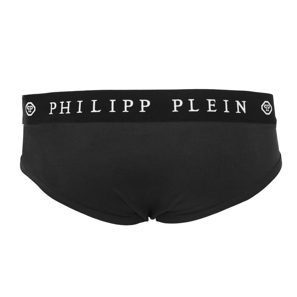 Philipp Plein Elegant black boxer shorts with elastic band in a duo