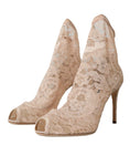 Load image into Gallery viewer, Dolce & Gabbana Beige Stretch Taormina Schnürstiefel Schuhe
