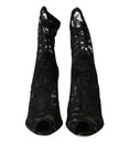 Load image into Gallery viewer, Dolce & Gabbana Schwarz Stretch Taormina Spitze Stiefel Schuhe
