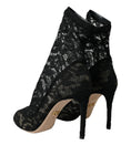 Load image into Gallery viewer, Dolce & Gabbana Schwarz Stretch Taormina Spitze Stiefel Schuhe
