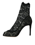 Load image into Gallery viewer, Dolce & Gabbana Schwarz Stretch Taormina Spitze Stiefel Schuhe
