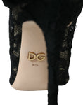 Load image into Gallery viewer, Dolce & Gabbana Schwarz Stretch Taormina Spitze Stiefel Schuhe
