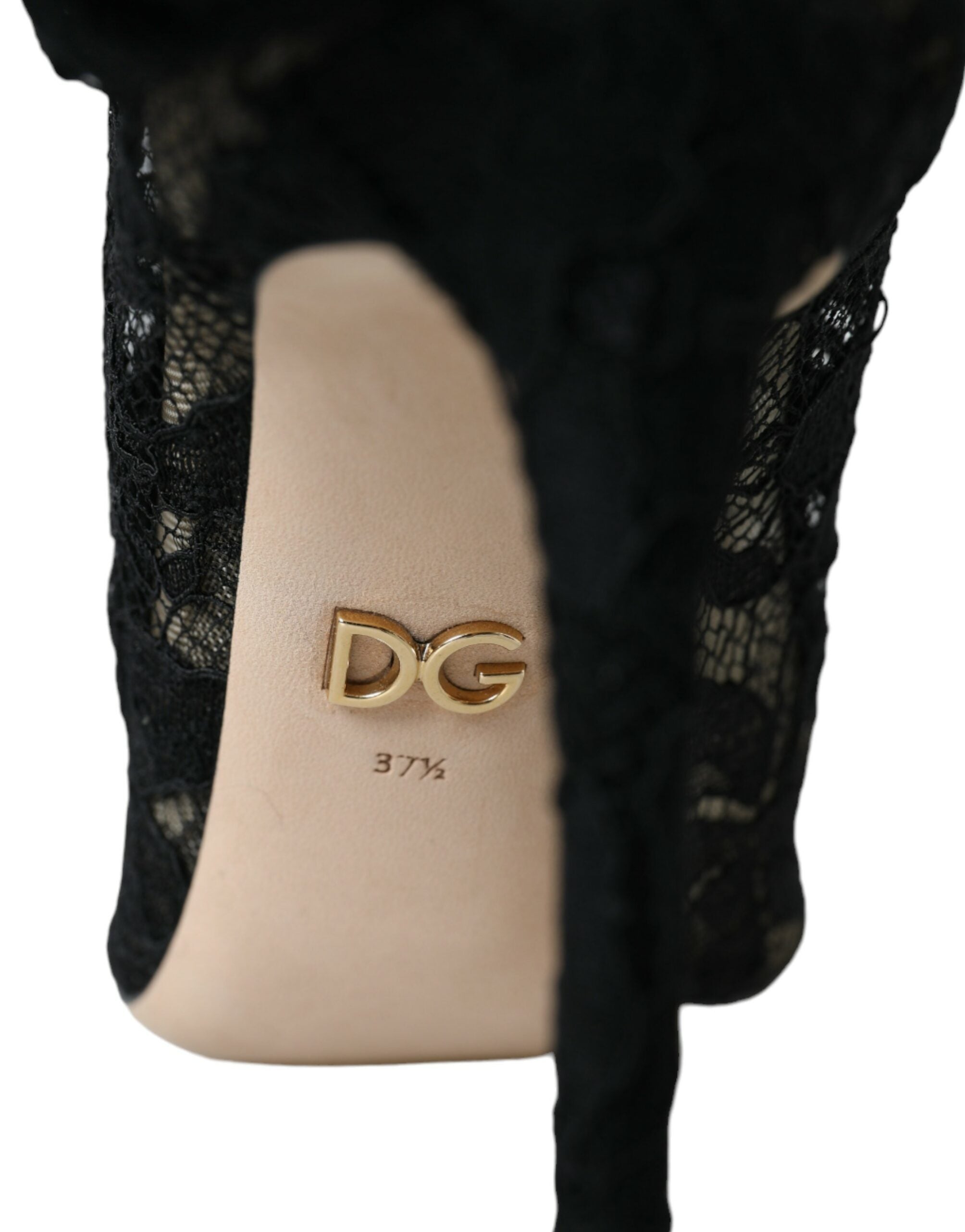 Dolce & Gabbana Schwarz Stretch Taormina Spitze Stiefel Schuhe