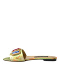 Load image into Gallery viewer, Dolce & Gabbana Grün Kristall Jacquard Flats Sandalen Schuhe
