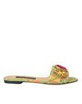 Load image into Gallery viewer, Dolce & Gabbana Grün Kristall Jacquard Flats Sandalen Schuhe
