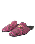 Load image into Gallery viewer, Dolce & Gabbana Fuchsia Python Logo Pantolette Flache Sandalen Schuhe
