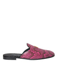 Load image into Gallery viewer, Dolce & Gabbana Fuchsia Python Logo Pantolette Flache Sandalen Schuhe
