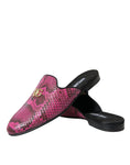 Load image into Gallery viewer, Dolce & Gabbana Fuchsia Python Logo Pantolette Flache Sandalen Schuhe
