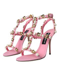 Load image into Gallery viewer, Dolce & Gabbana Rosa Leder verschönerte Absätze Sandalen Schuhe
