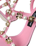 Load image into Gallery viewer, Dolce & Gabbana Rosa Leder verschönerte Absätze Sandalen Schuhe
