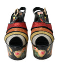 Bild in Galerie-Betrachter laden, Dolce & Gabbana Multicolor Floral Kristall Plateau Sandalen Schuhe
