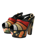 Bild in Galerie-Betrachter laden, Dolce & Gabbana Multicolor Floral Kristall Plateau Sandalen Schuhe
