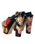 Bild in Galerie-Betrachter laden, Dolce & Gabbana Multicolor Floral Kristall Plateau Sandalen Schuhe
