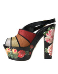 Bild in Galerie-Betrachter laden, Dolce & Gabbana Multicolor Floral Kristall Plateau Sandalen Schuhe
