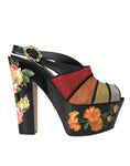 Bild in Galerie-Betrachter laden, Dolce & Gabbana Multicolor Floral Kristall Plateau Sandalen Schuhe
