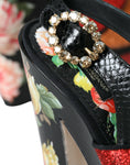 Bild in Galerie-Betrachter laden, Dolce & Gabbana Multicolor Floral Kristall Plateau Sandalen Schuhe
