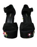 Load image into Gallery viewer, Dolce & Gabbana Schwarz Floral Knöchelriemen Heels Sandalen Schuhe
