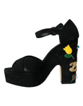 Load image into Gallery viewer, Dolce & Gabbana Schwarz Floral Knöchelriemen Heels Sandalen Schuhe
