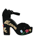 Load image into Gallery viewer, Dolce & Gabbana Schwarz Floral Knöchelriemen Heels Sandalen Schuhe
