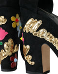 Load image into Gallery viewer, Dolce & Gabbana Schwarz Floral Knöchelriemen Heels Sandalen Schuhe
