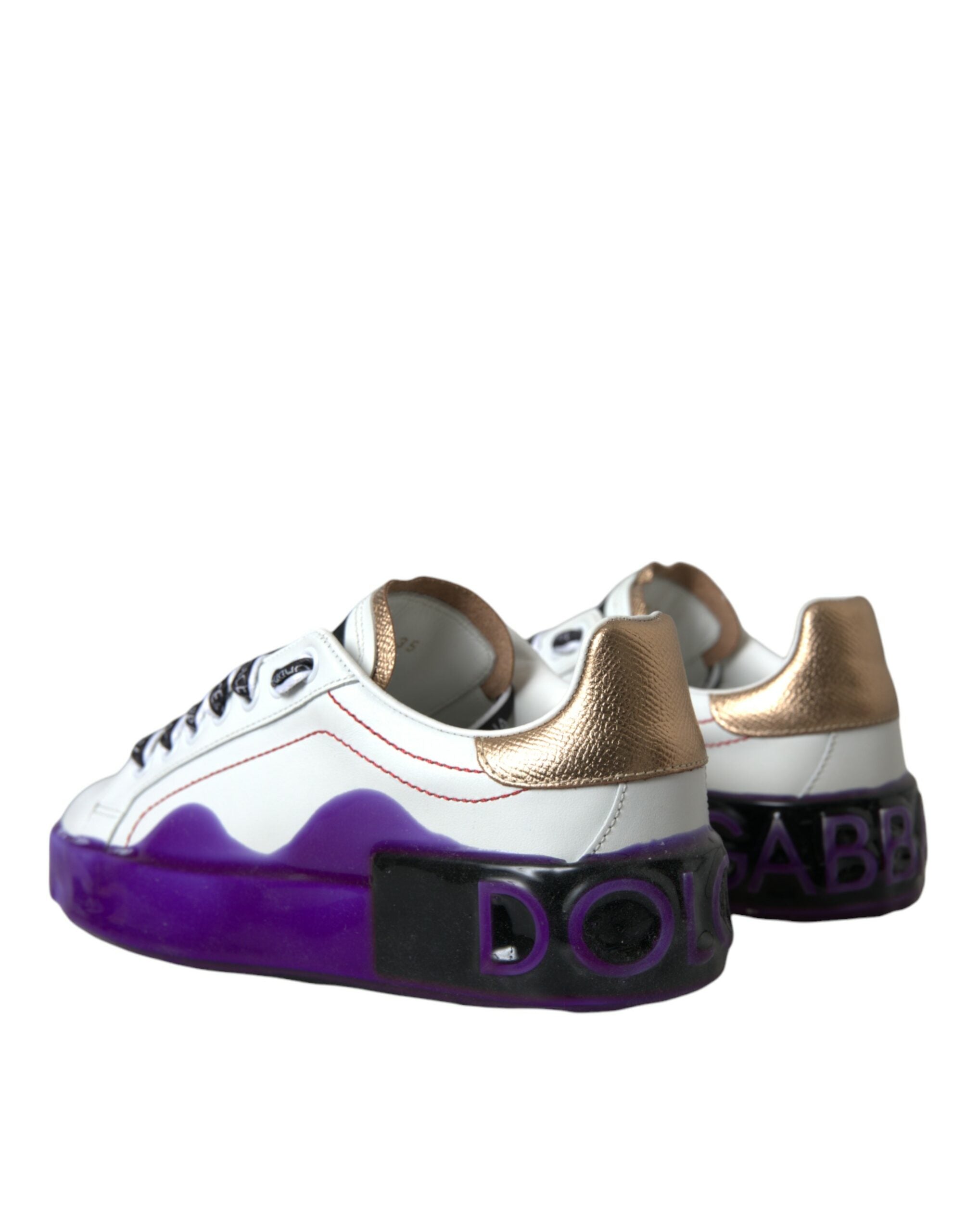 Dolce & Gabbana Weiß Leder Portofino Low Top Sneakers Schuhe