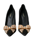 Load image into Gallery viewer, Dolce & Gabbana Schwarz Satin Schleife Kristall Heels Pumps Schuhe
