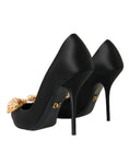 Load image into Gallery viewer, Dolce & Gabbana Schwarz Satin Schleife Kristall Heels Pumps Schuhe
