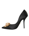 Load image into Gallery viewer, Dolce & Gabbana Schwarz Satin Schleife Kristall Heels Pumps Schuhe
