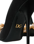 Load image into Gallery viewer, Dolce & Gabbana Schwarz Satin Schleife Kristall Heels Pumps Schuhe
