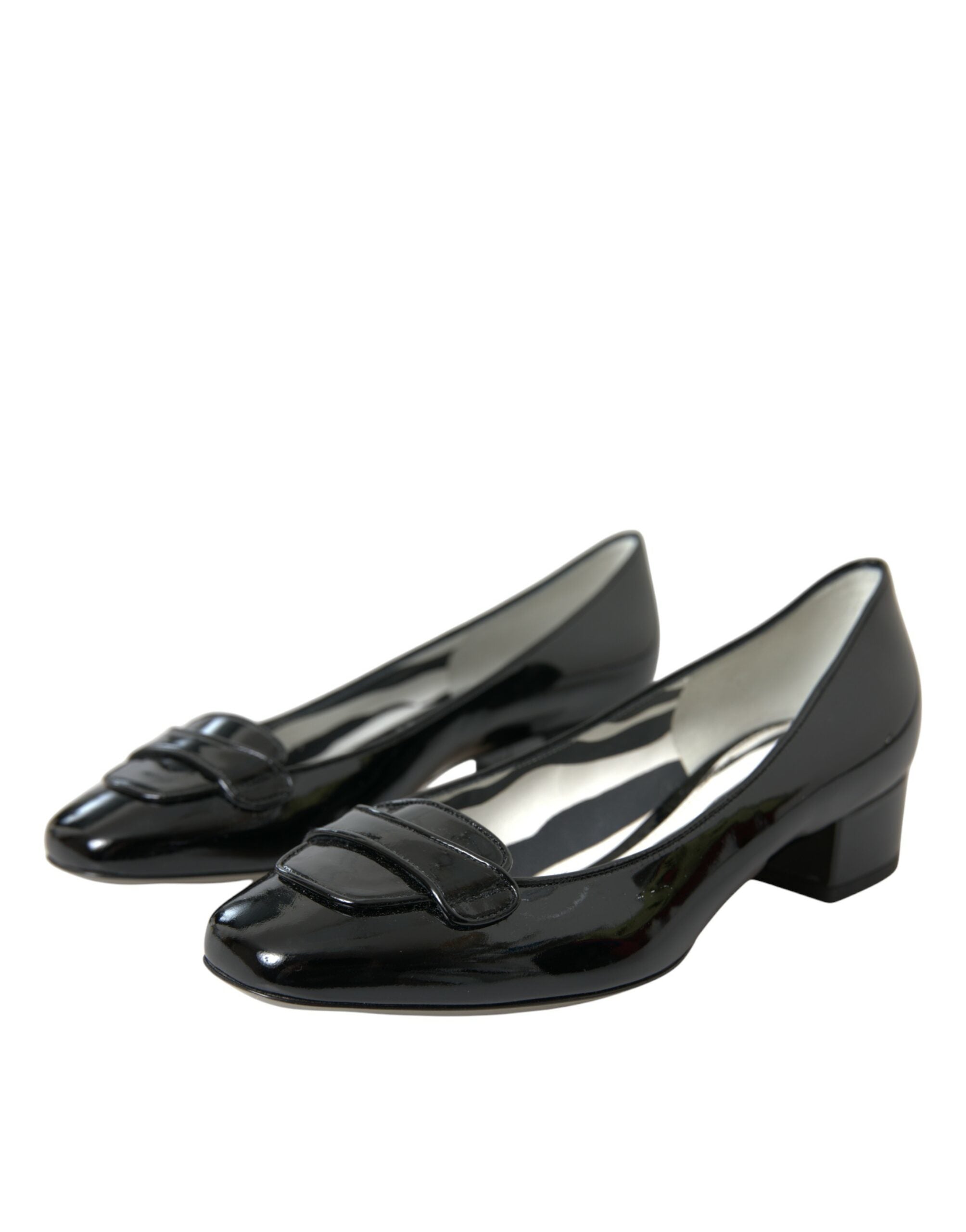 Dolce & Gabbana Schwarz Lackleder Blockabsatz Pumps Schuhe