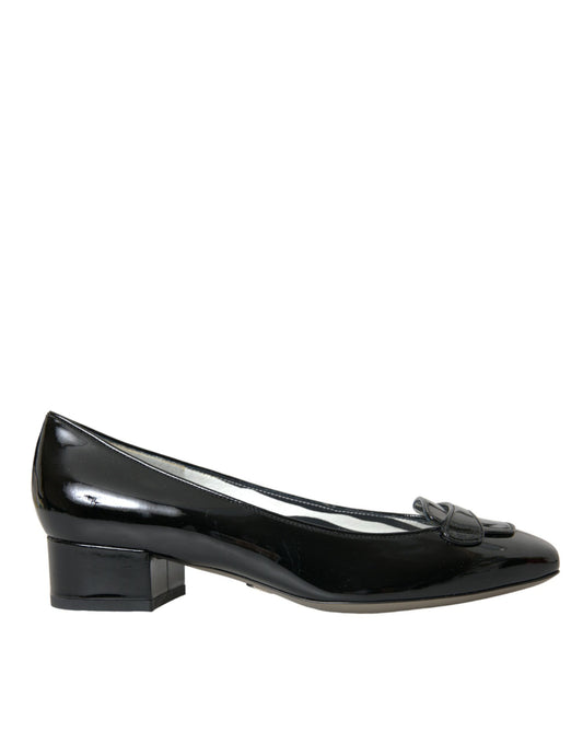 Dolce & Gabbana Schwarz Lackleder Blockabsatz Pumps Schuhe